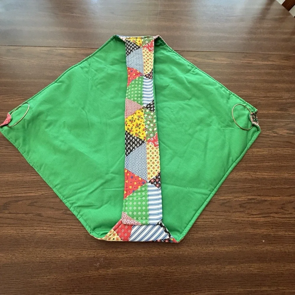 Vintage Reversible Casserole Carrier Patchwork Kelly Green Hot Dish Tote Farm